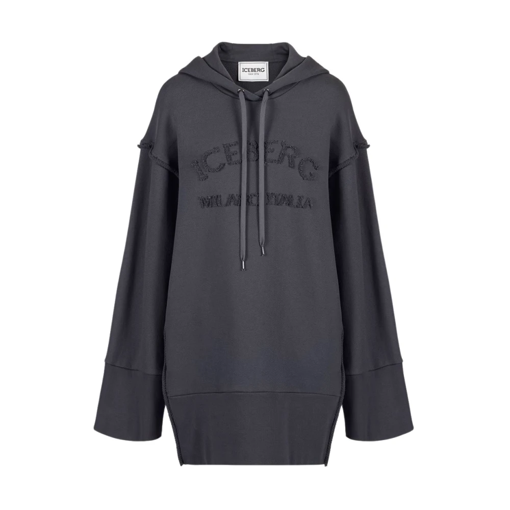 Iceberg Katoenen fleece capuchonjurk Gray Dames