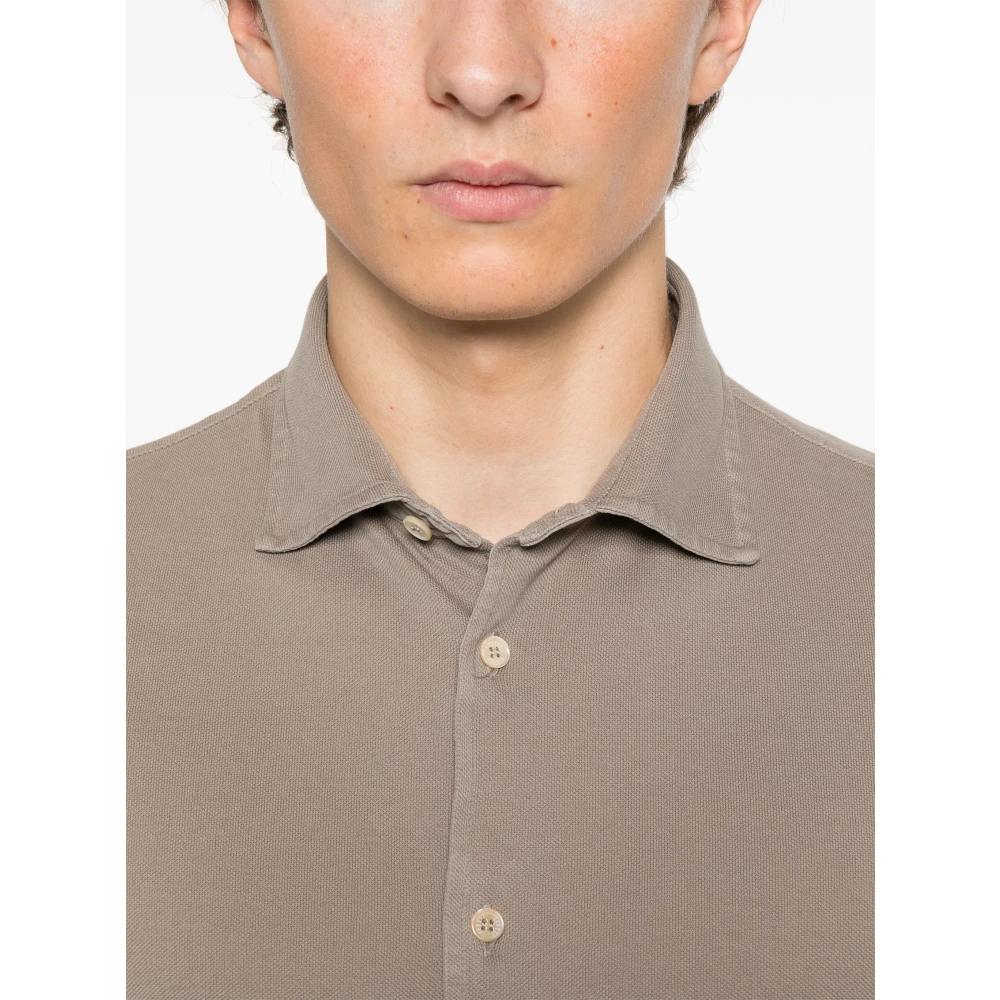 Fedeli Italiaans katoenen overhemd Beige Heren