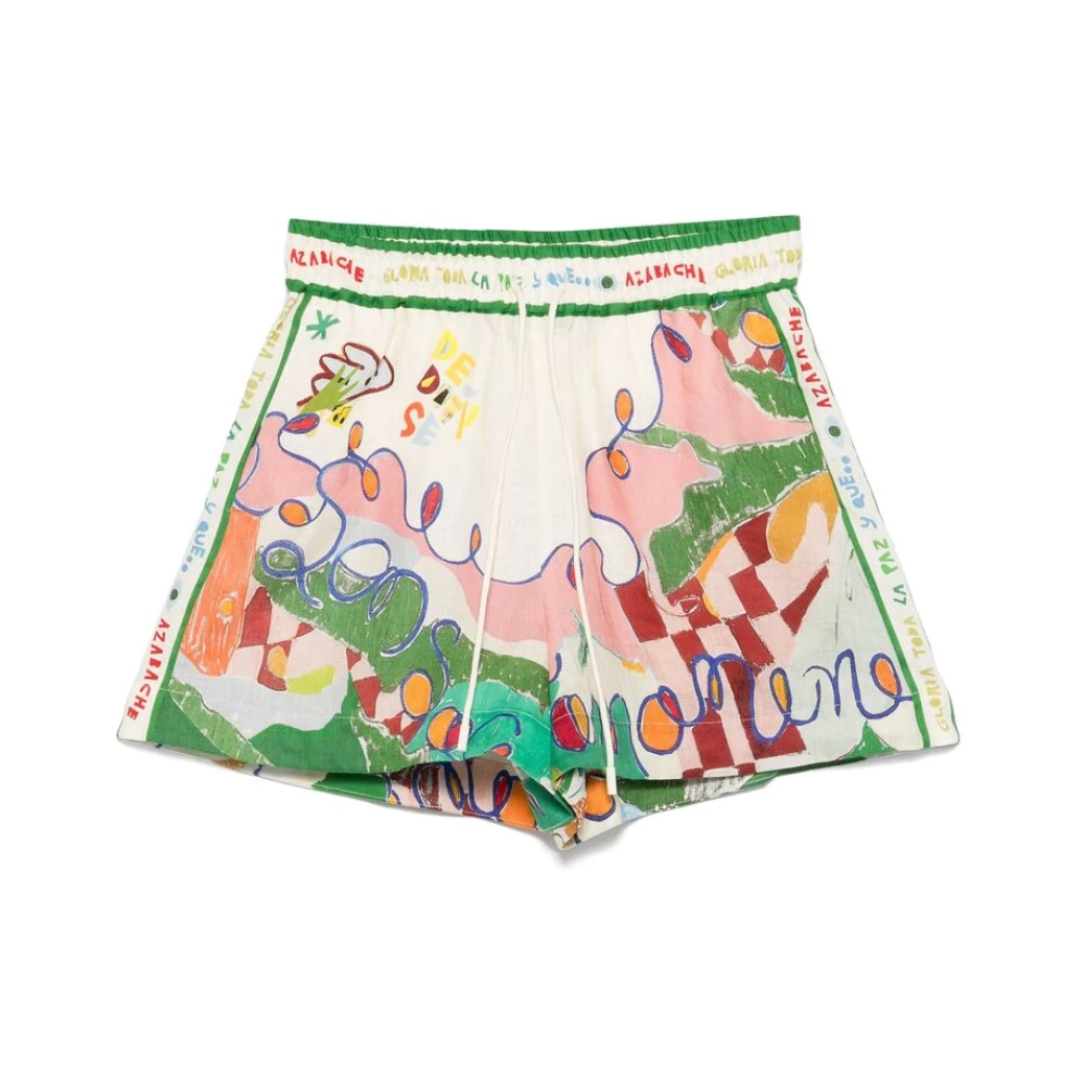 Alemais Illustratie-stijl Linnen Shorts Multicolor Dames