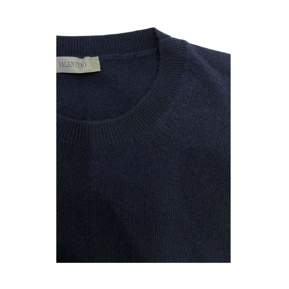 Valentino Blauwe Wol Crew Neck Sweater Blue Heren