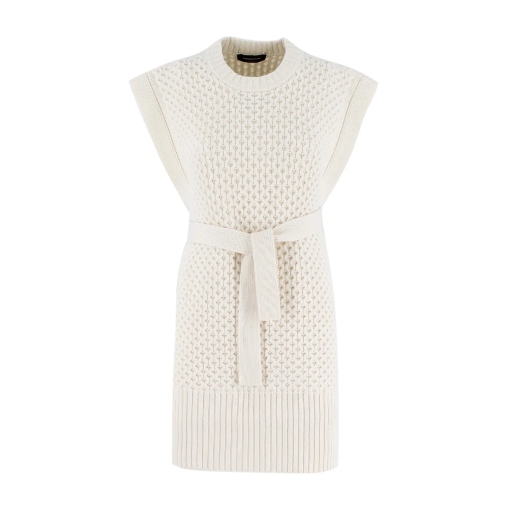 Fabiana Filippi Platinum Grid Stitch Waistcoat Beige Dames