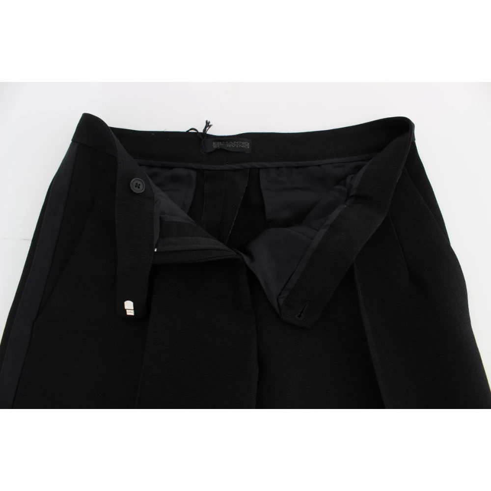 Ermanno Scervino Chique Zwarte Wijde Pijp Zijdeblend Jeans Black Dames