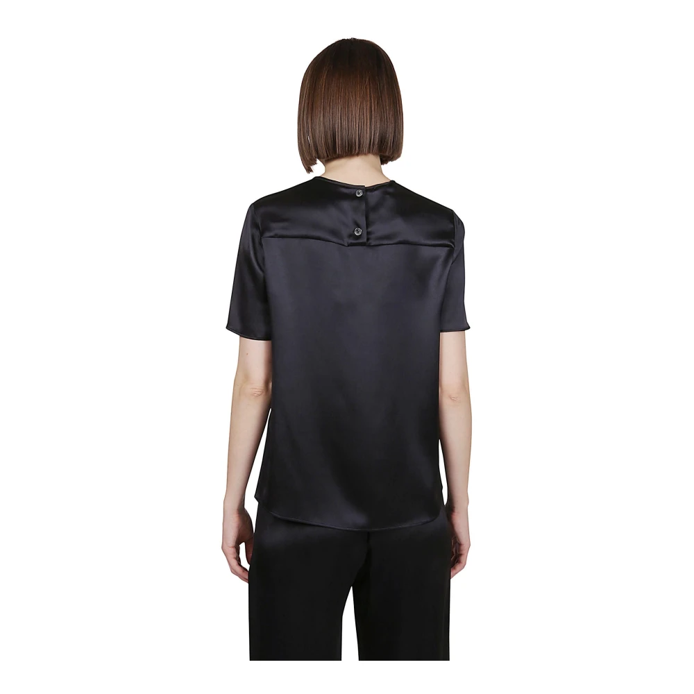 Eleventy Zijden Ronde Hals T-shirt Blue Dames