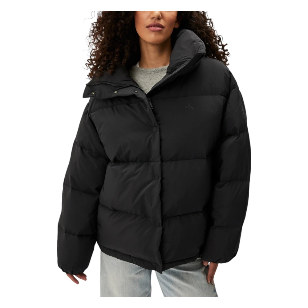 Calvin Klein Jeans Women's Black Turtleneck Button-Up Jacket