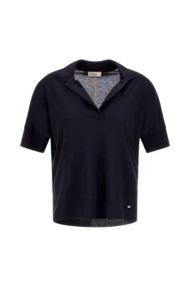 Jersey Polo i bomull-lyocell med ribbade detaljer