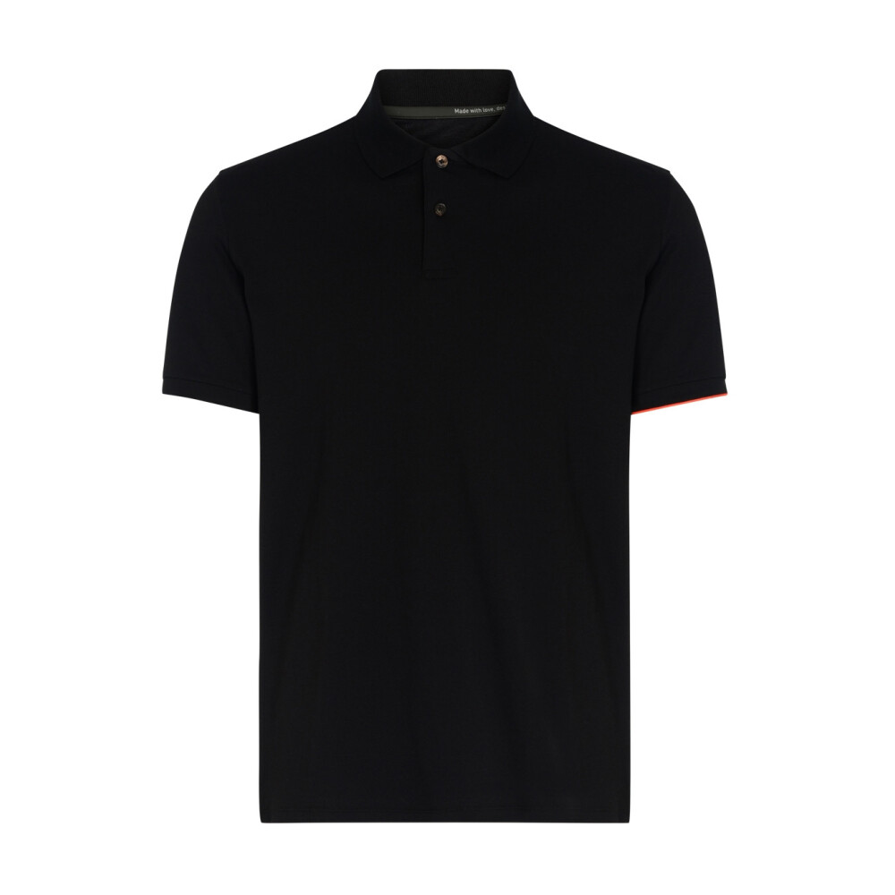 Black polo shirt with orange trim best sale