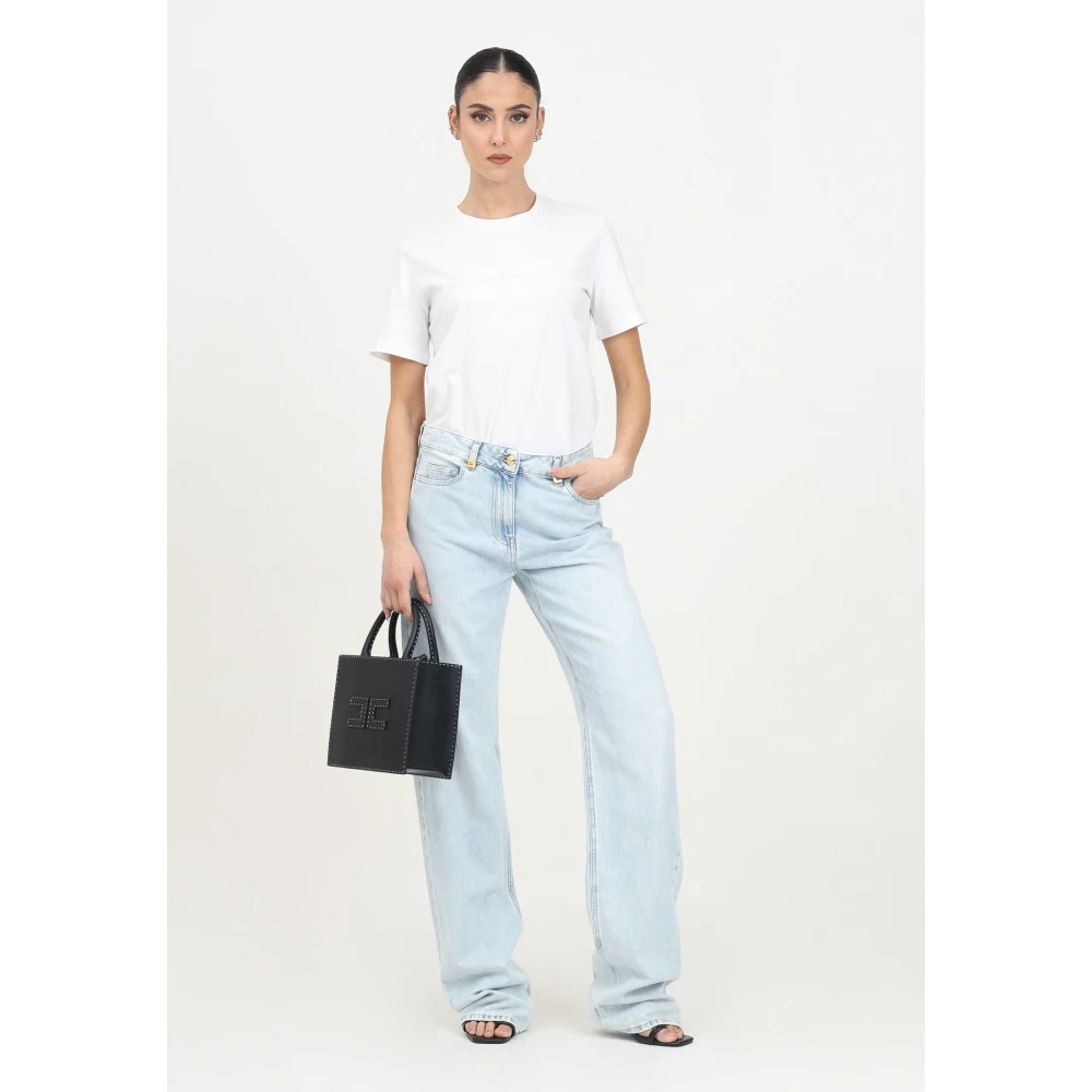 Elisabetta Franchi Blauwe Palazzo Jeans met Juweel Details Blue Dames