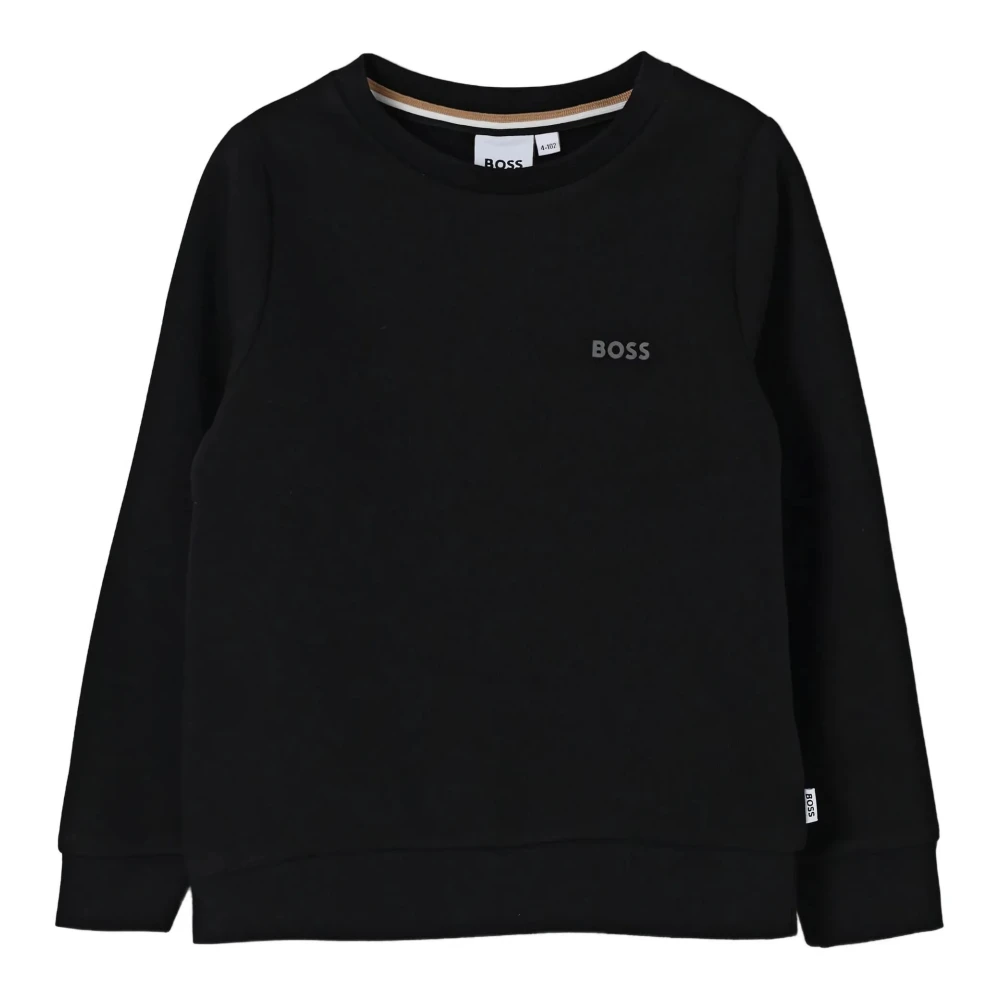 Hugo Boys Black Kids Sweatshirts, 16 Y, Crew Neck Jumper Cotton