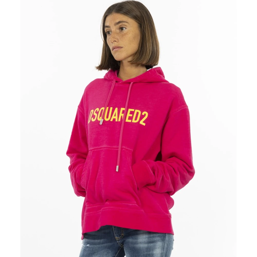Dsquared2 Gele Logo Oversized Hoodie Pink Dames