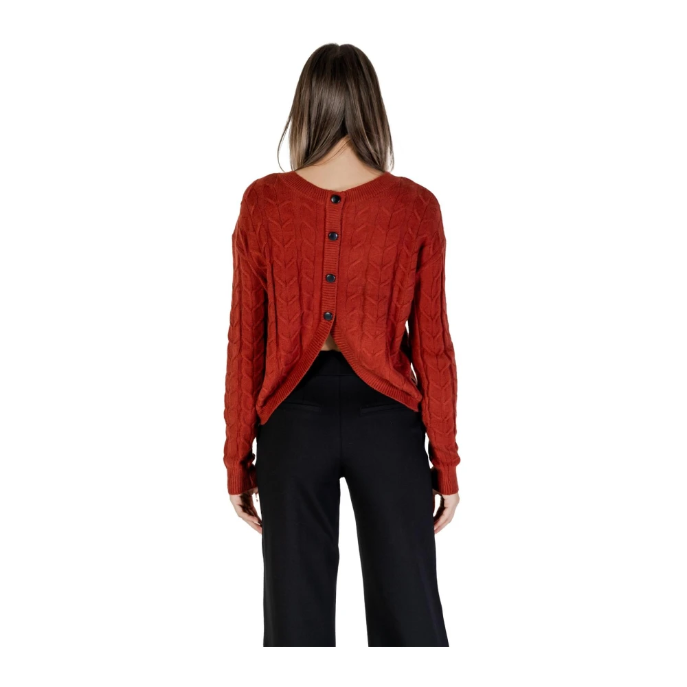 Vero Moda Bordeaux Button-Up Gebreide trui Red Dames