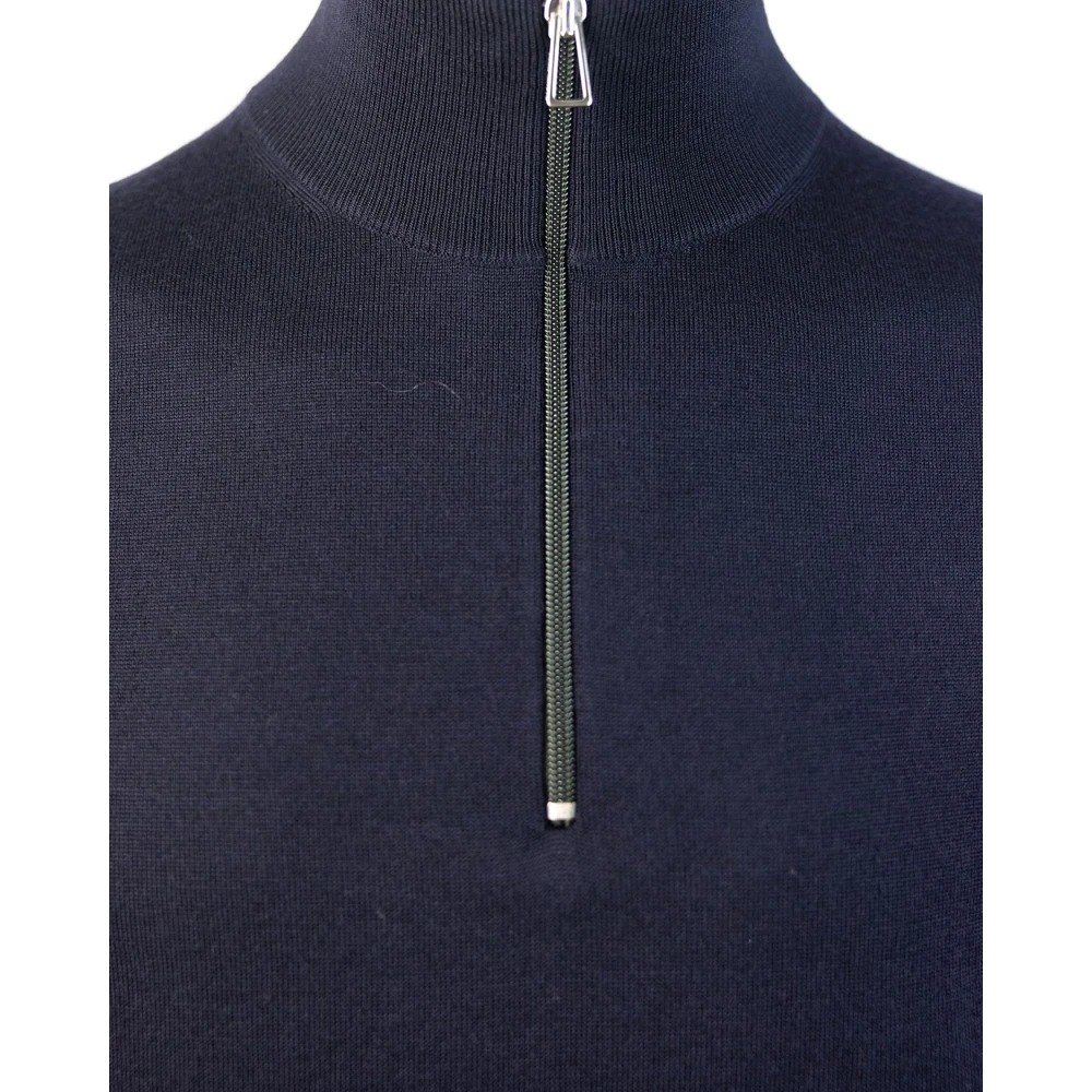 PS By Paul Smith Blauwe Merino Funnel Neck Trui Blue Heren
