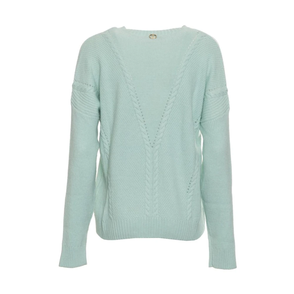 Twinset Groene Kabeltrui van Wol Blue Dames