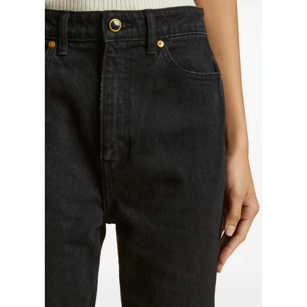 Khaite Zwarte High-Waisted Straight-Leg Jeans Black Dames
