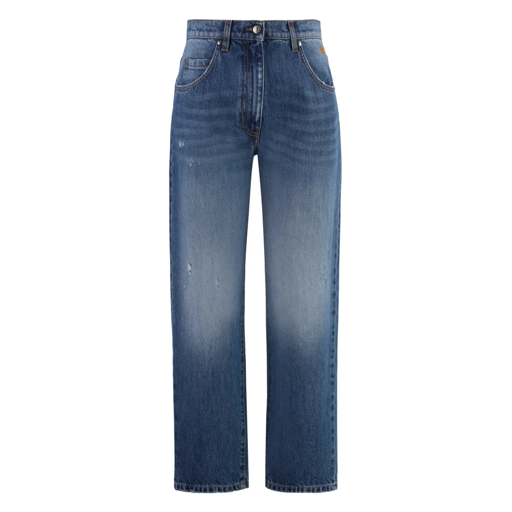 Msgm Stijlvolle Cropped Jeans met Metalen Details Blue Dames