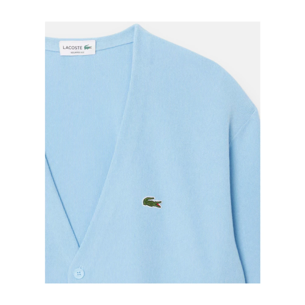 Lacoste Ruimvallende katoenen cardigan met streepdetails Blue Heren