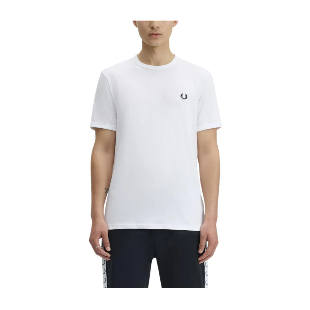 Fred Perry Men's White T-Shirts, 2XL, T-Shirt