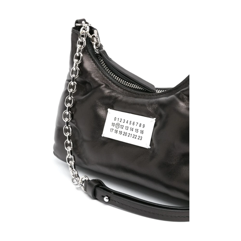 Maison Margiela Gewatteerde Leren Schoudertas met Logo Black Dames