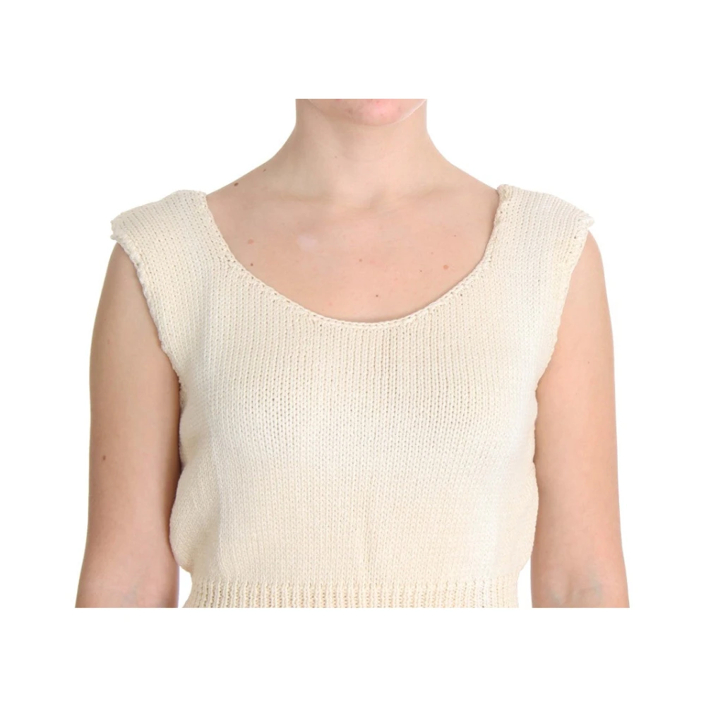 Pink Memories Beige Mouwloos Gebreid Vest Trui Beige Dames