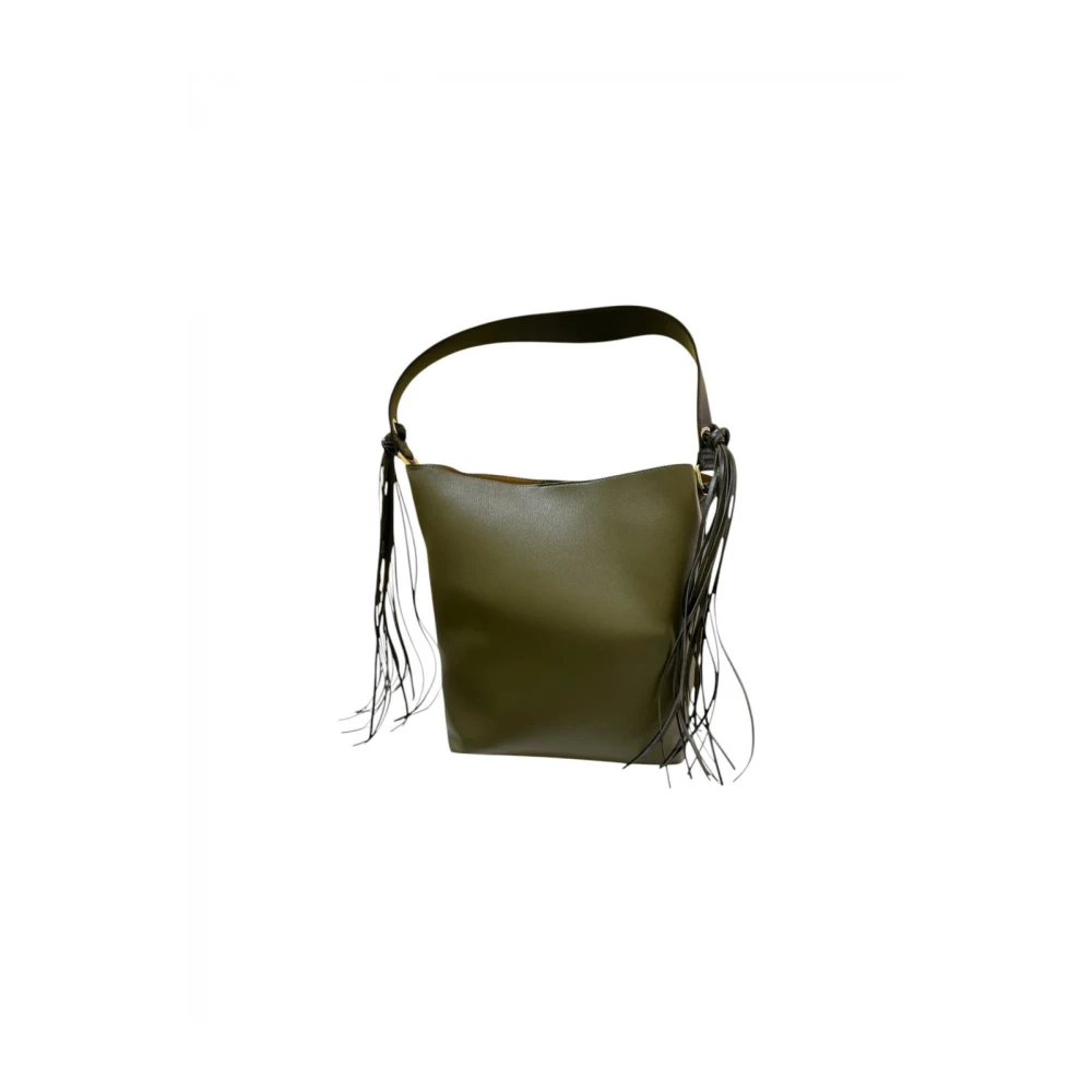 Pennyblack Bicolore Hobo Tas met Suède Effect Green Dames
