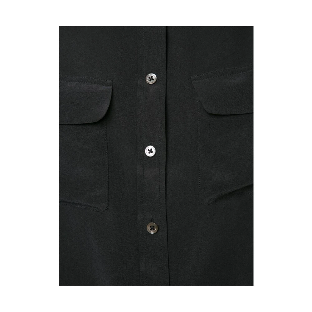 Equipment Zwarte zijden overhemd met trim Black Dames