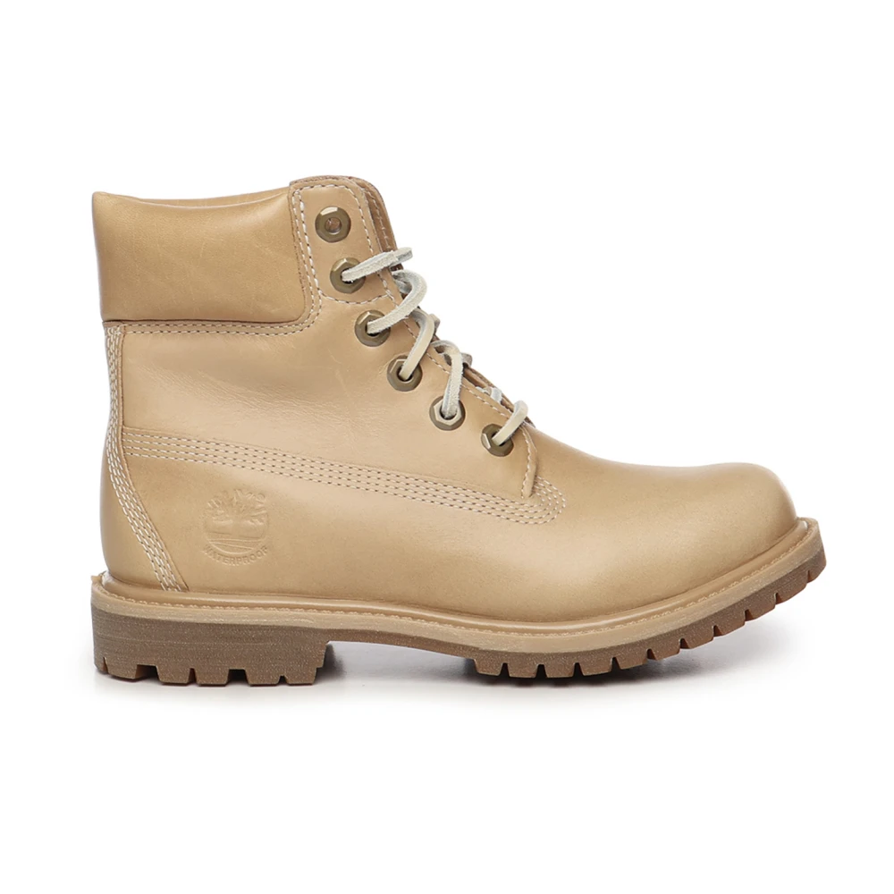 Timberland Women's Beige Premium Waterproof Lace-Up Boots