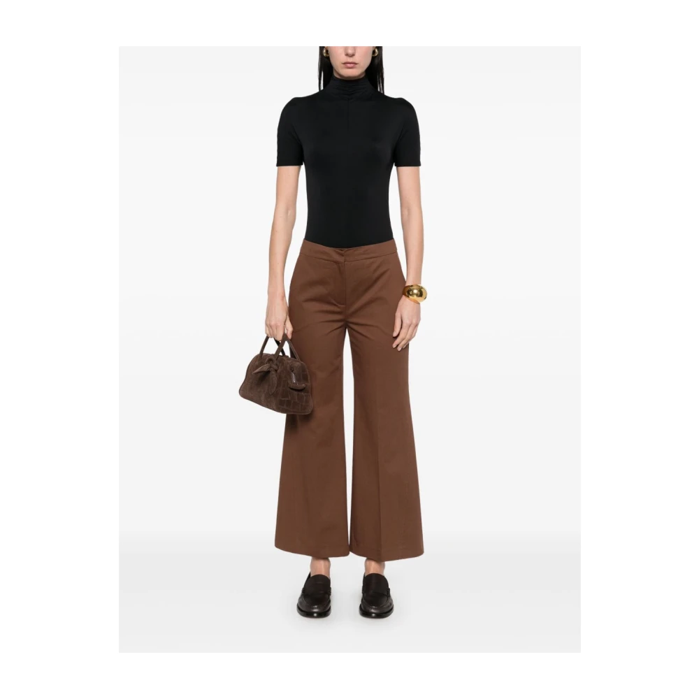 Semicouture Bruine Elegante Katoenen Broek Brown Dames