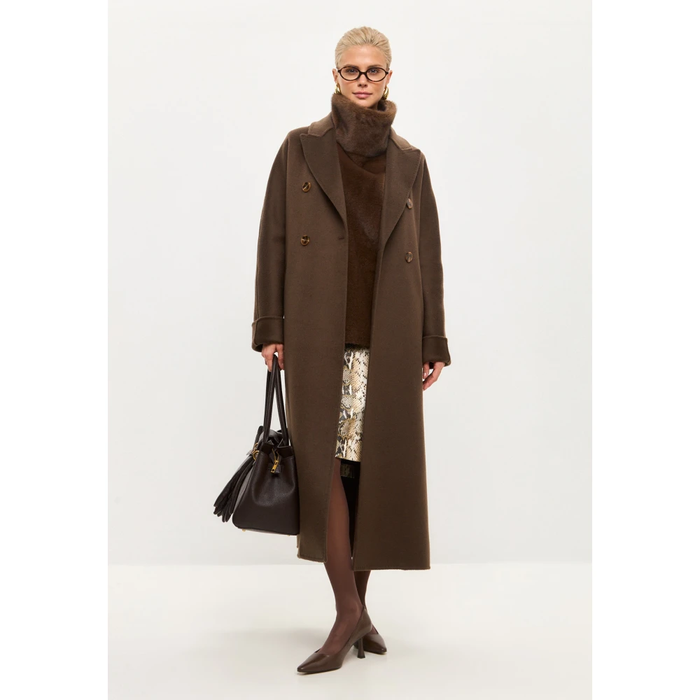 Cesare Gaspari Klassieke Luxe Lange Jas Rosie Donkerbruin Brown Dames