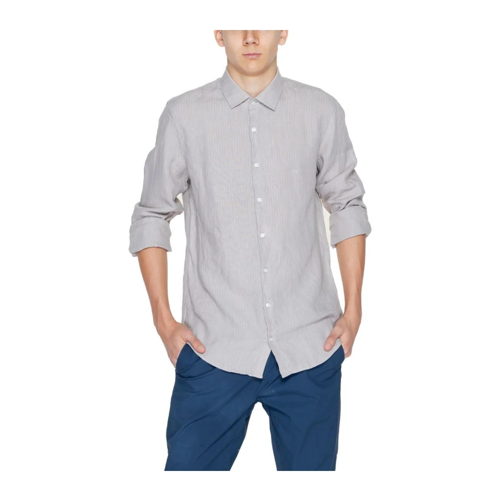 Calvin Klein Linnen lange mouwen overhemd Beige Heren