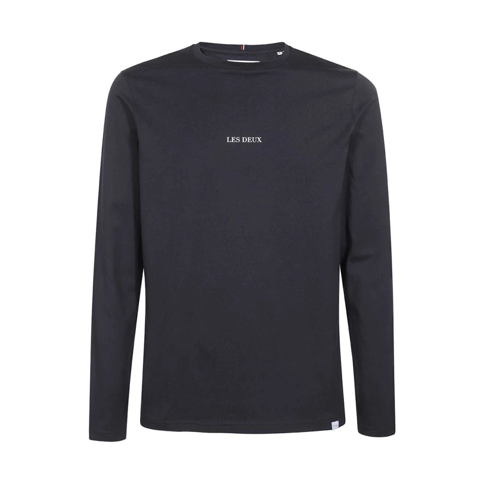 Les Deux Geribbeld Katoenen T-Shirt Blue Heren