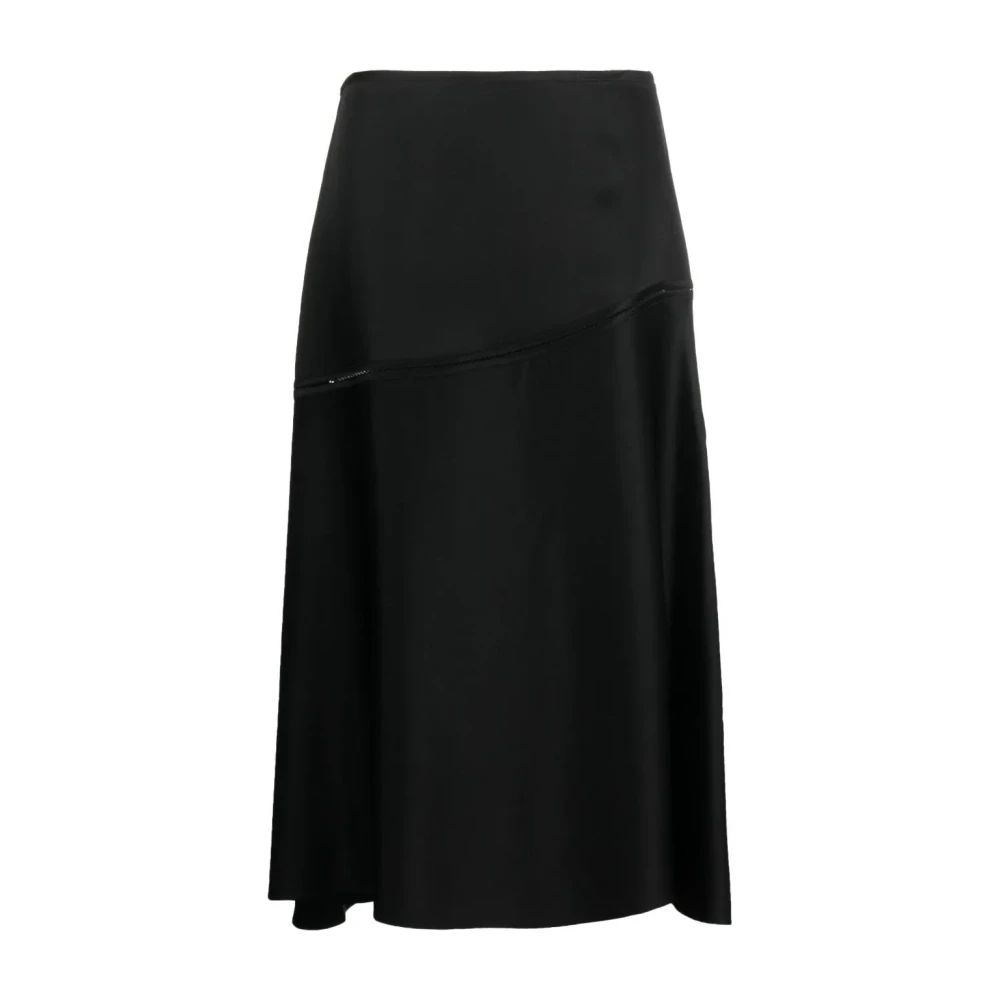 Jil Sander Women's Black High-Waist Asymmetric Midi Skirt - Midi Skirts - S - Skirts