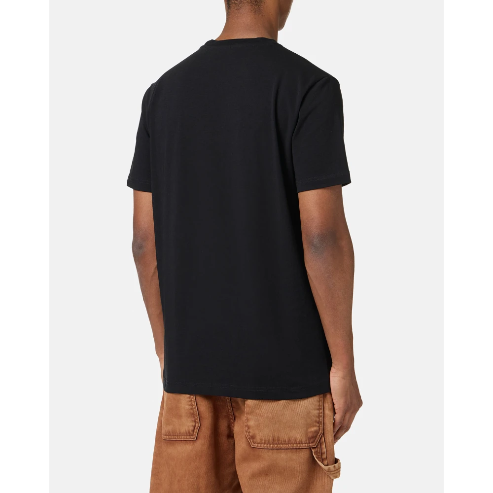 Iceberg Slim-fit zwart stretch katoenen T-shirt met Poppy-print Black Heren