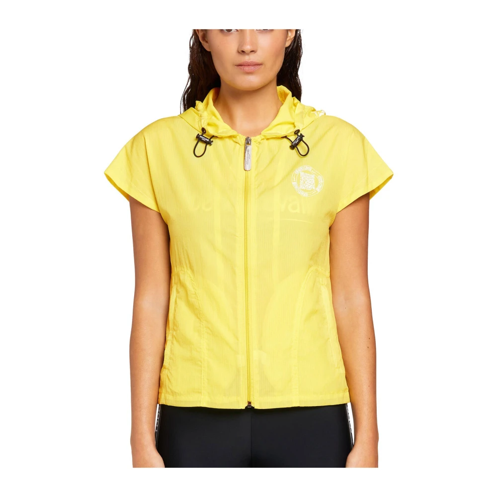 Roberto Cavalli Logo Track Jacket met Cap Sleeves Yellow Dames