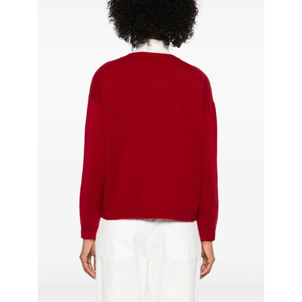 Max Mara Rode Geribbelde Crew Neck Sweater Red Dames