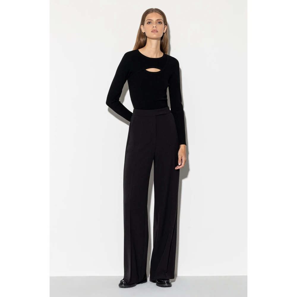 LUISA CERANO Wijde Plooi Broek Black Dames