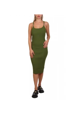 Ribbstickad Stretch Knit Midi Tank Klänning