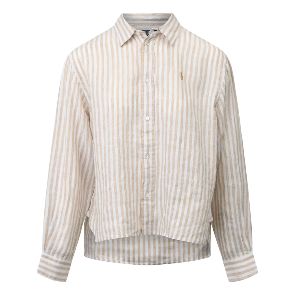 Ralph Lauren Women's Beige Shirts, M, Linen Logo Shirt