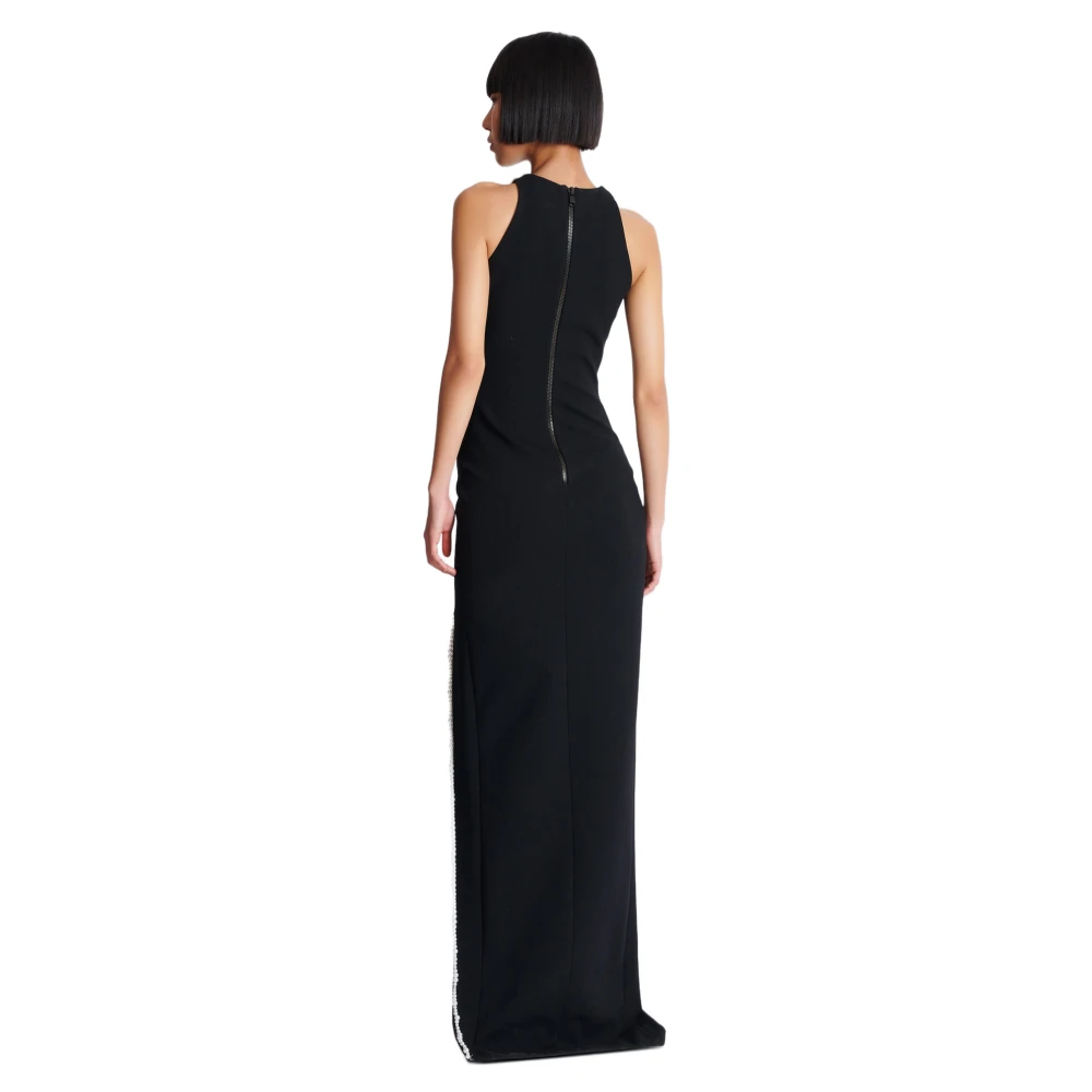 Balmain Lange geborduurde jurk met gezichtsmotief Black Dames