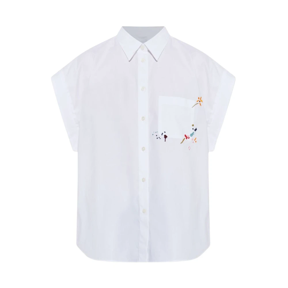 Paul Smith Kvinno Vit Blusar & Skjortor Dam, S, Bomull, Blus Med Blomsterbroderi