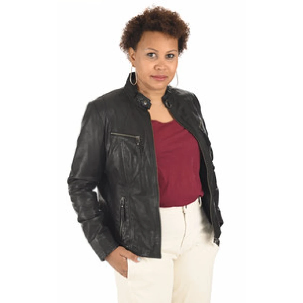 La Canadienne Zwart Leren Comfort Blouson Eco-vriendelijk Black Dames