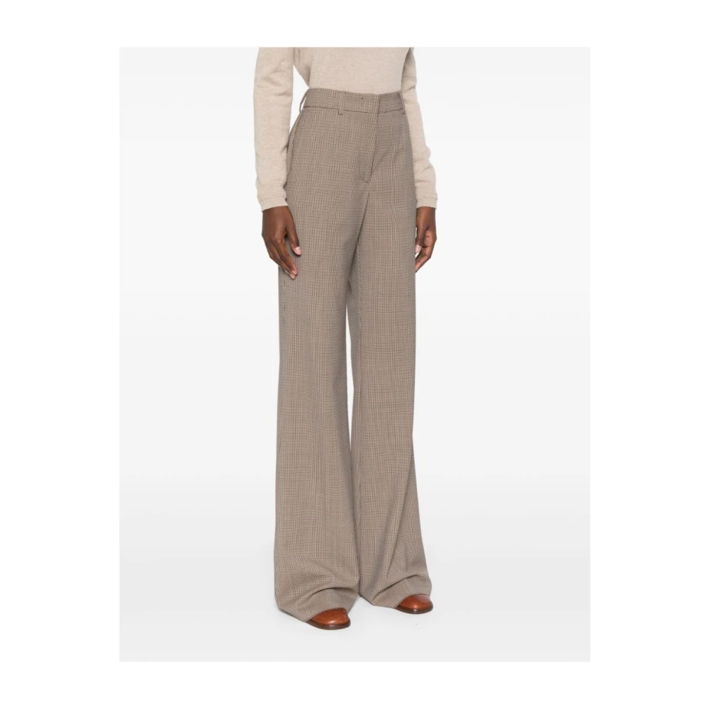 SPORTMAX Flared Leg Wool Blend Trousers Beige Dames