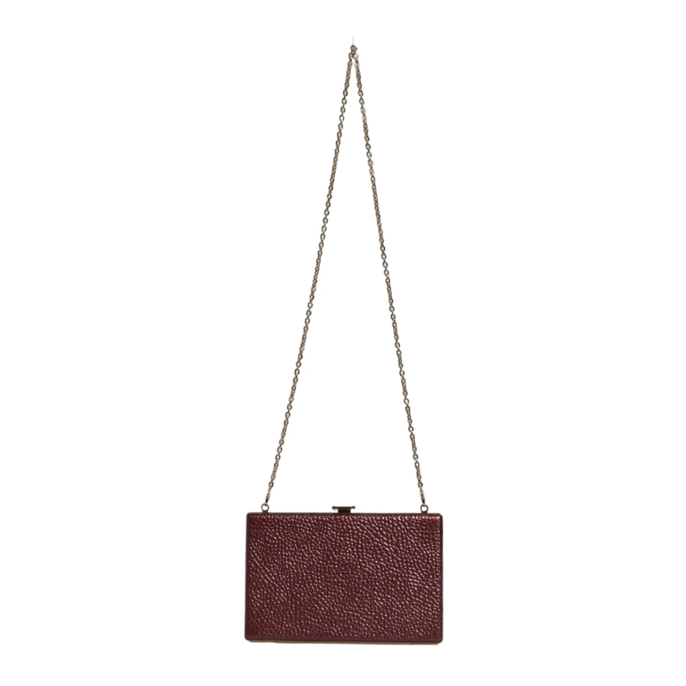Dolce & Gabbana Maroon Leren Crossbody Clutch Tas Brown Dames