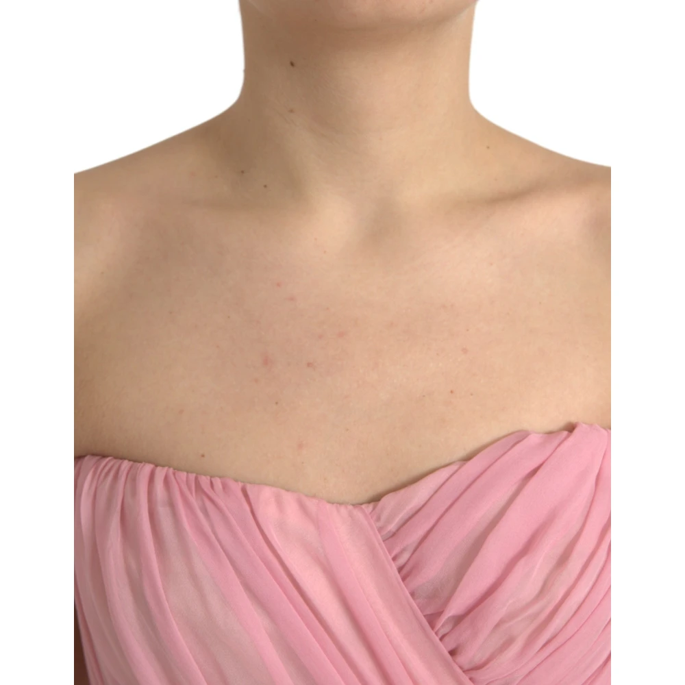 Dolce & Gabbana Roze Zijden A-lijn Jurk Pink Dames