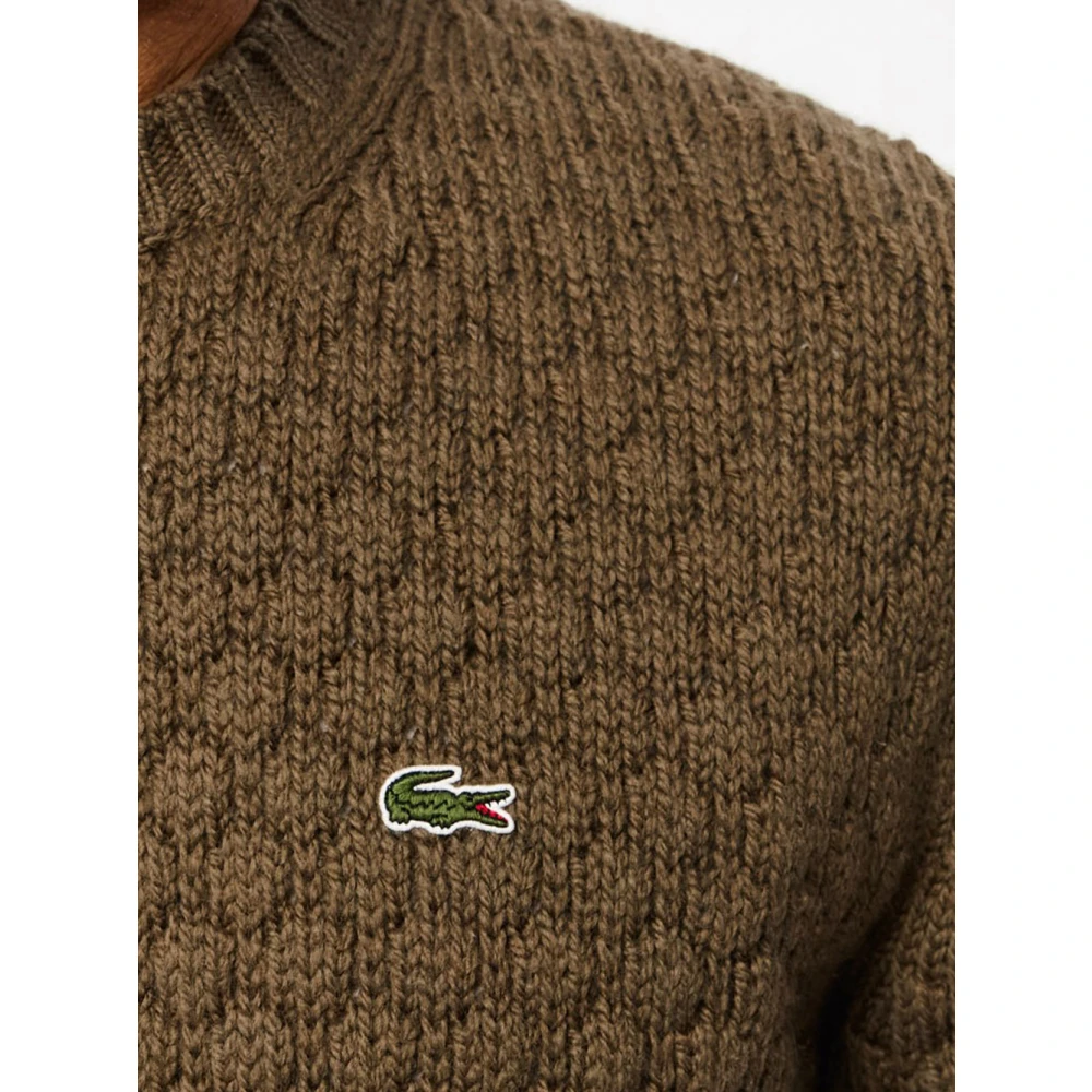 Lacoste Bruine Wollen Trui Minimalistisch Ontwerp Brown Heren