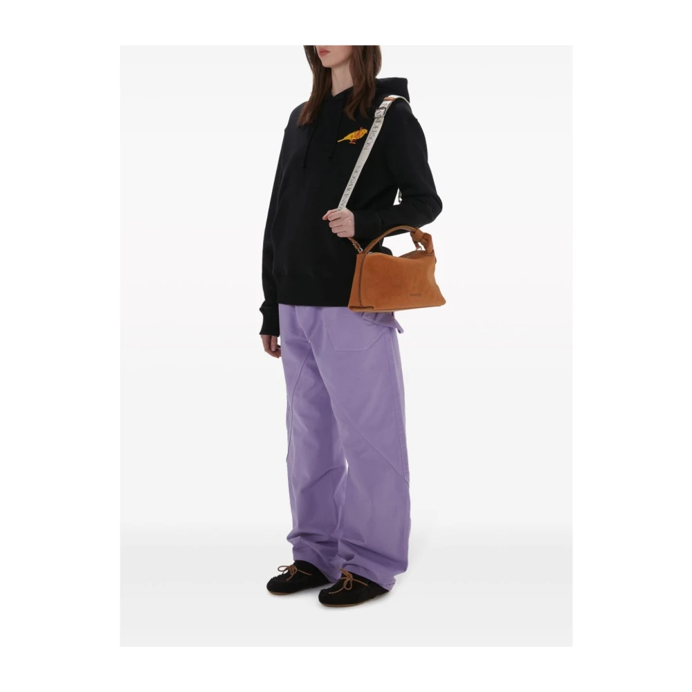 JW Anderson Zwarte Geborduurde Logo Hoodie Trui Black Dames