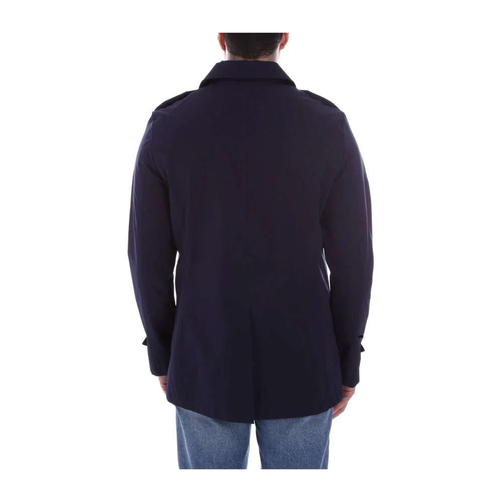 YES ZEE Navy Blauwe Trenchcoat met Afneembaar Vest Blue Heren