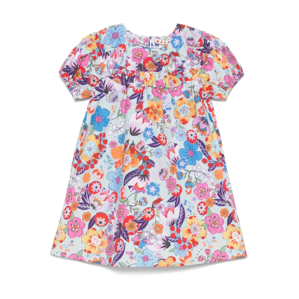 Marni Girls Multicolor Dresses, 8 Y, Poplin Dress With Holiday Pattern