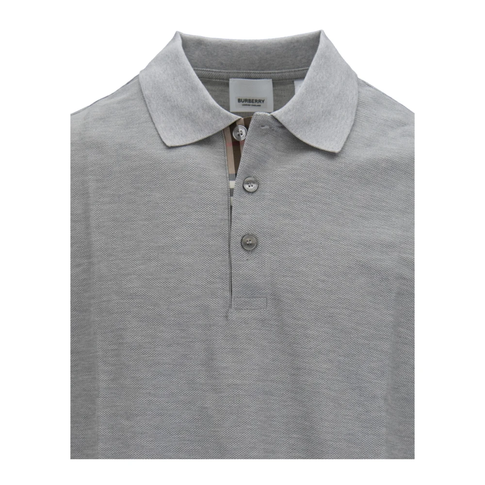 Burberry Heren Button Polo Shirt Gray Heren