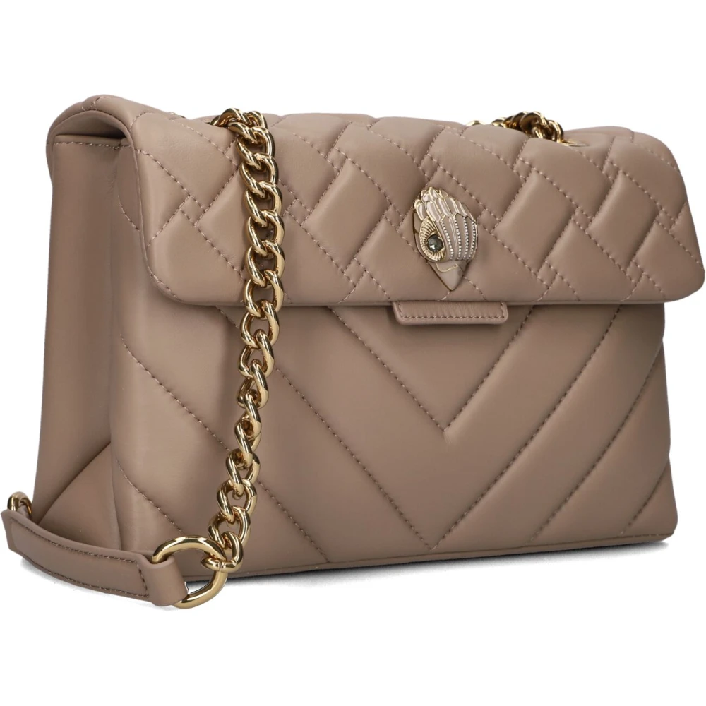 Kurt Geiger Taupe Leren Schoudertas met Adelaarskop Beige Dames