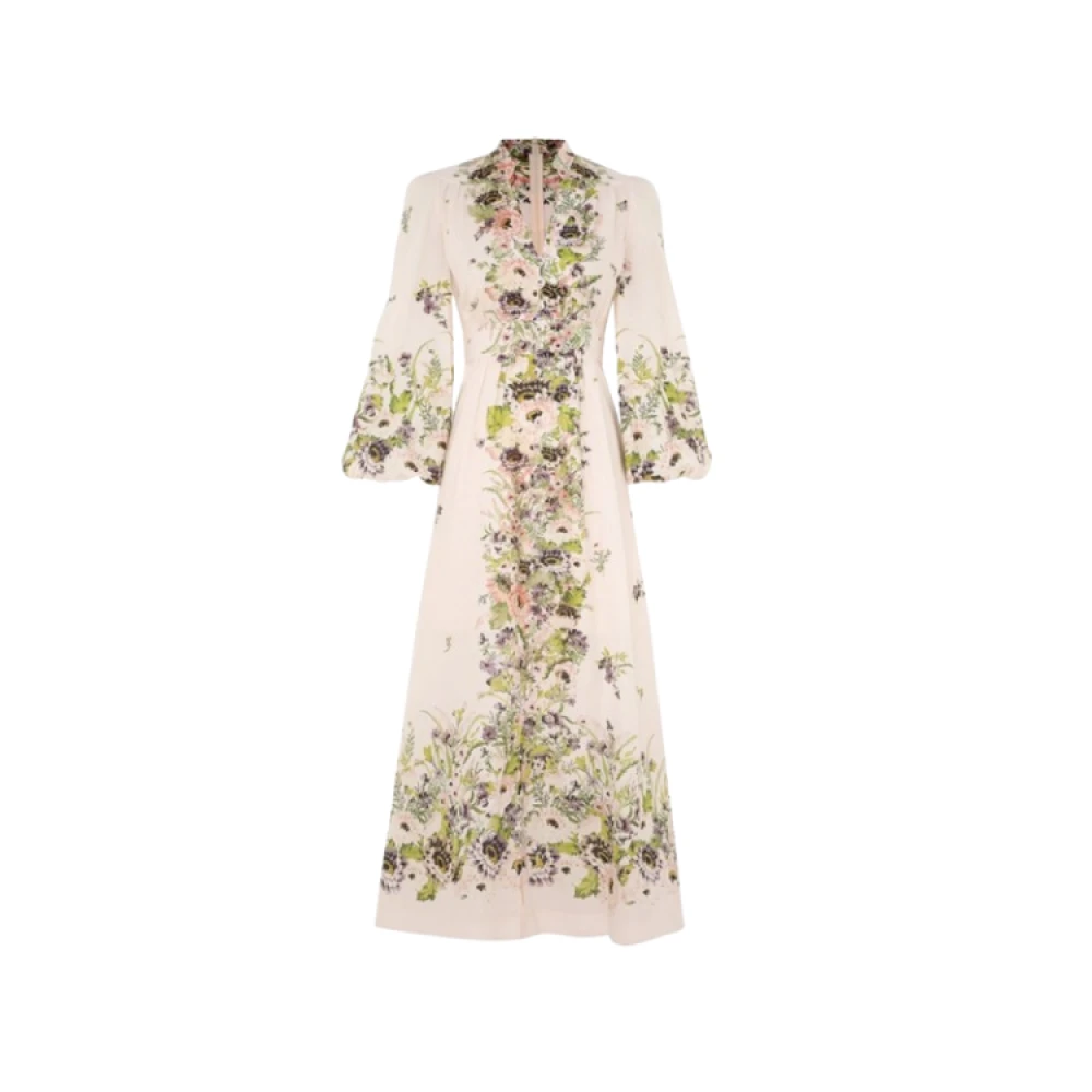 Zimmermann Bloemen Midi Jurk met Diepe Halslijn Multicolor Dames