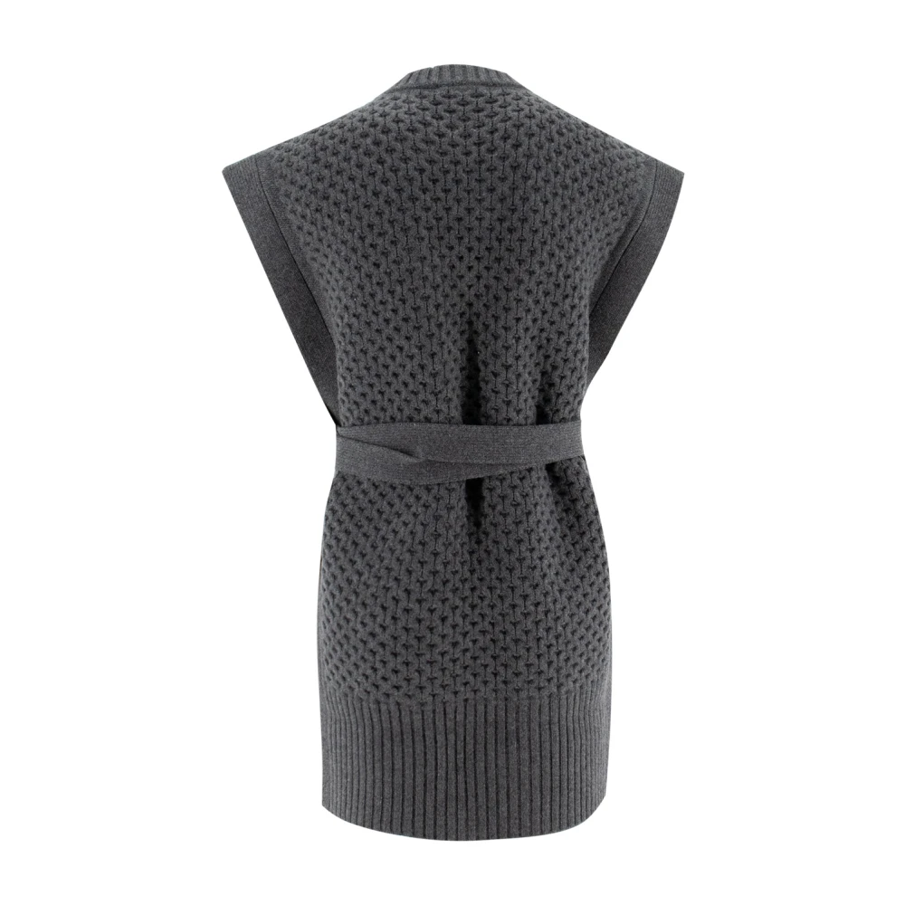 Fabiana Filippi Platinum Grid Stitch Waistcoat Gray Dames